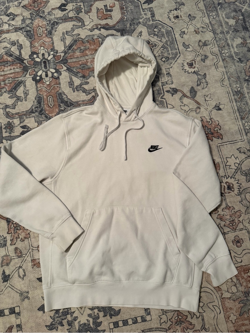 Nike White Pullover Hoodie with Black Swoosh